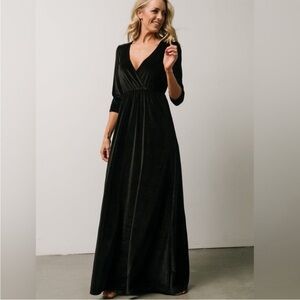 BALTIC BORN Sofia Black Velvet Maxi Dress NWT